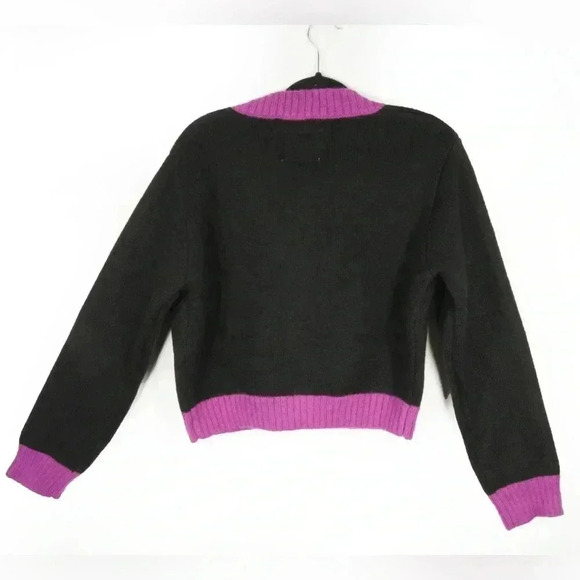 NWT Rolling Acid Knit Purple Black Mohair Wool Cardigan Sweater - Picture 3 of 6